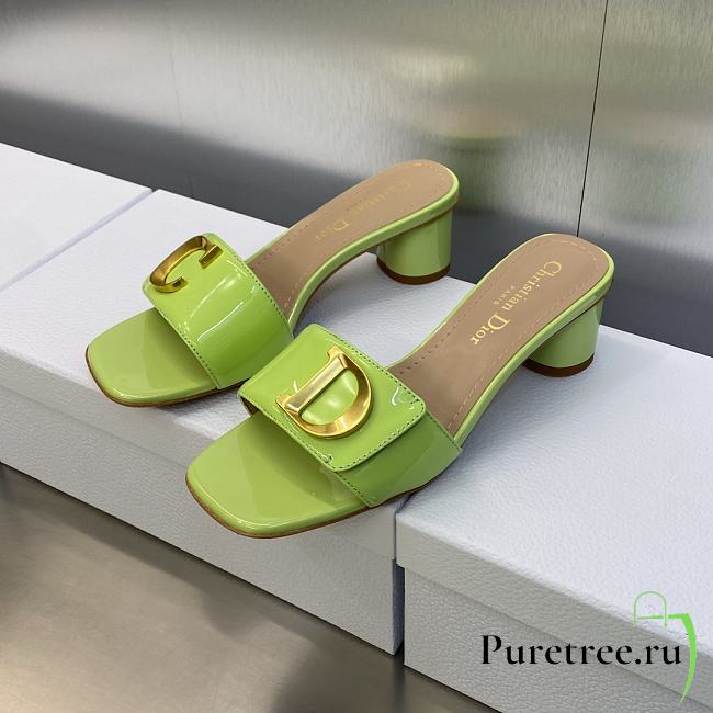 C'est Dior Heeled Slide Green Patent Calfskin - 1