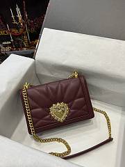 D&G Medium Devotion Bag In Burgundy Quilted Nappa Leather 21x14.5x3 cm - 1