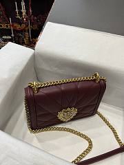 D&G Medium Devotion Bag In Burgundy Quilted Nappa Leather 21x14.5x3 cm - 4