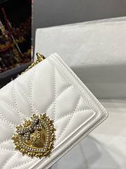 D&G Medium Devotion Bag In White Quilted Nappa Leather 21x14.5x3 cm - 6