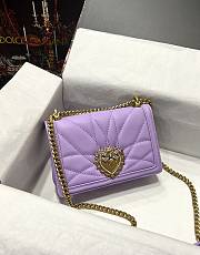 D&G Medium Devotion Bag In Purple Quilted Nappa Leather 21x14.5x3 cm - 1