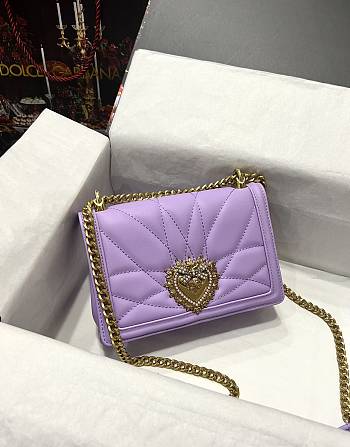 D&G Medium Devotion Bag In Purple Quilted Nappa Leather 21x14.5x3 cm