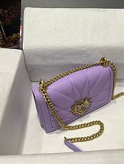 D&G Medium Devotion Bag In Purple Quilted Nappa Leather 21x14.5x3 cm - 3