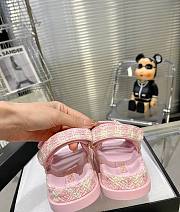 Chanel Sandals Cotton Tweed Pink  - 3