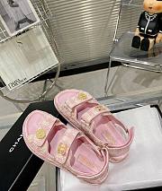 Chanel Sandals Cotton Tweed Pink  - 5