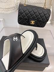 Chanel Leather Flip Flops Black  - 3