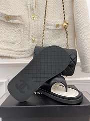 Chanel Leather Flip Flops Black  - 4