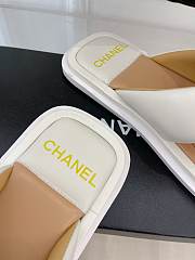 Chanel Leather Flip Flops White - 3