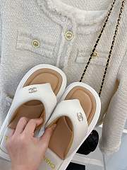 Chanel Leather Flip Flops White - 5