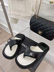 Chanel Leather Flip Flops Black  - 2