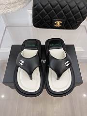 Chanel Leather Flip Flops Black  - 1