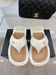 Chanel Leather Flip Flops White - 1
