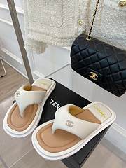 Chanel Leather Flip Flops White - 2