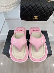 Chanel Leather Flip Flops Light Pink - 1