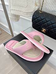 Chanel Leather Flip Flops Light Pink - 5