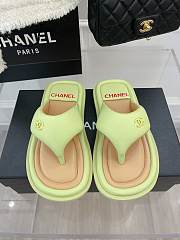 Chanel Leather Flip Flops Light Green - 1