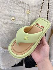 Chanel Leather Flip Flops Light Green - 6