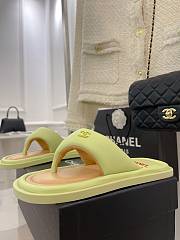 Chanel Leather Flip Flops Light Green - 5