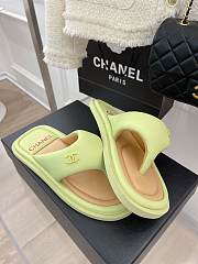 Chanel Leather Flip Flops Light Green - 4