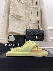 Chanel Leather Flip Flops Light Green - 3