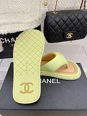 Chanel Leather Flip Flops Light Green - 2