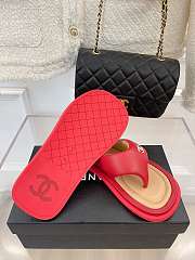 Chanel Leather Flip Flops Red - 6