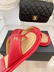 Chanel Leather Flip Flops Red - 5