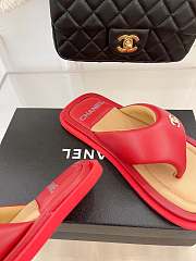 Chanel Leather Flip Flops Red - 4