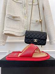 Chanel Leather Flip Flops Red - 3