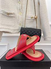 Chanel Leather Flip Flops Red - 2