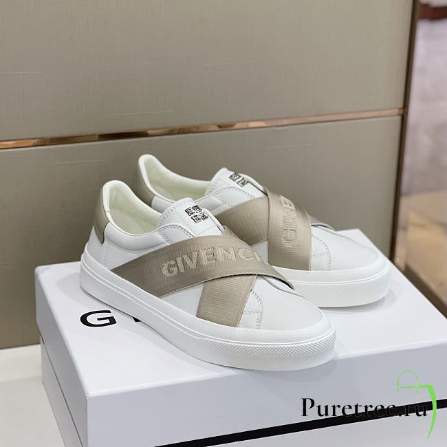 Givenchy City Sport Leather Sneakers Beige - 1