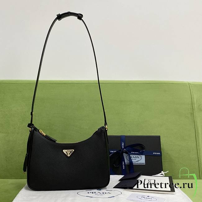 Prada Re-Edition Saffiano Leather Mini-Bag Black 1BC204 size 22x18x6 cm - 1
