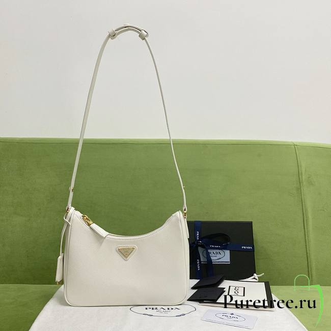 Prada Re-Edition Saffiano Leather Mini-Bag White 1BC204 size 22x18x6 cm - 1