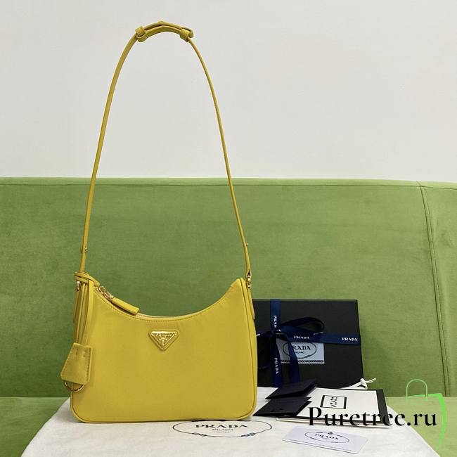 Prada Re-Edition Saffiano Leather Mini-Bag Yellow 1BC204 size 22x18x6 cm - 1