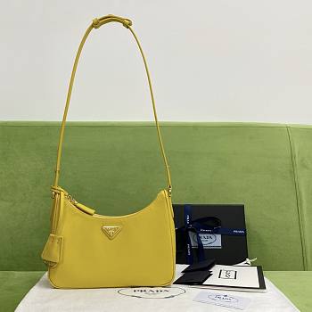 Prada Re-Edition Saffiano Leather Mini-Bag Yellow 1BC204 size 22x18x6 cm