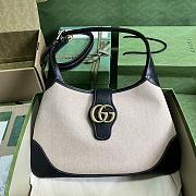 Gucci Aphrodite Medium Shoulder Bag Beige Cotton Canvas/Black Leather  - 1