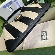 Gucci Aphrodite Medium Shoulder Bag Beige And Black Cotton Canvas With Black Leather - 5