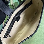 Gucci Aphrodite Medium Shoulder Bag Beige And Black Cotton Canvas With Black Leather - 3