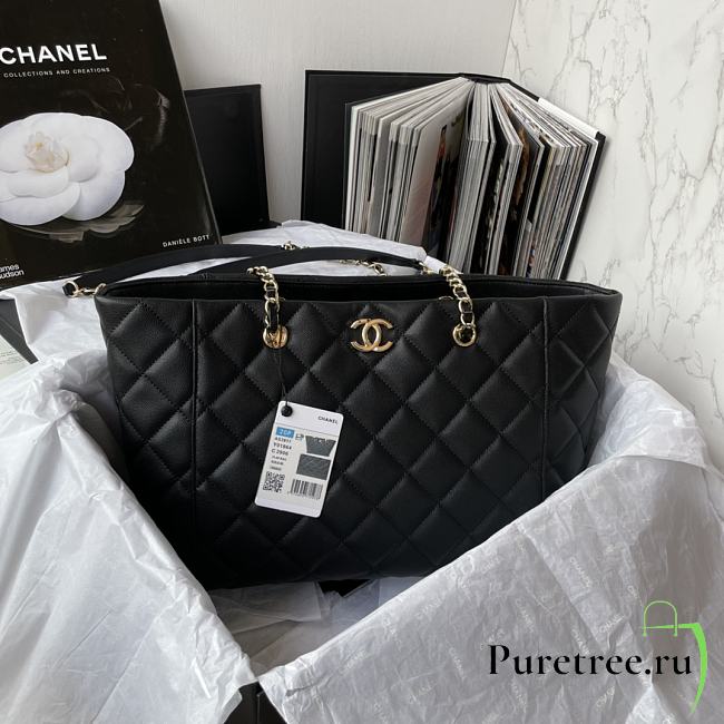 Chanel Classic Shopping Tote Black Caviar Leather size 37 x 23 x 12 cm - 1