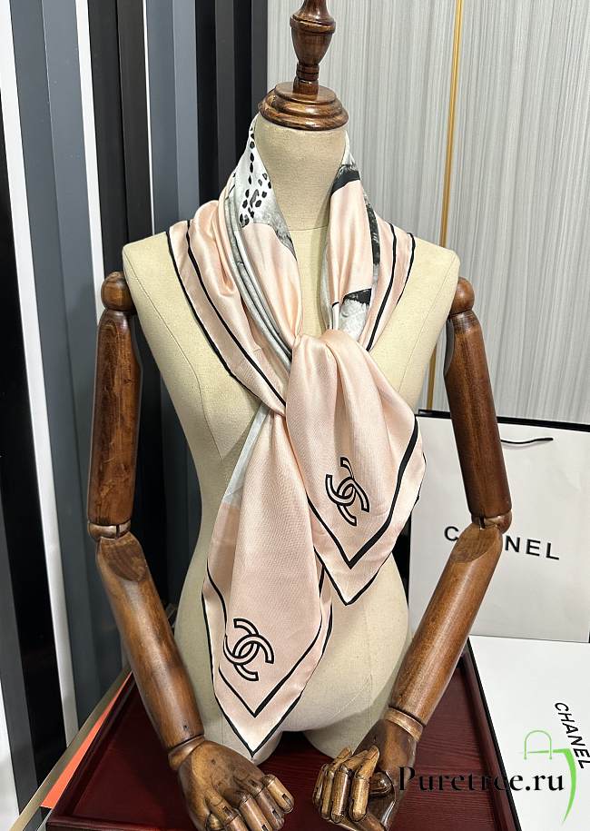 Chanel Pink Silk Scarf 90 x 90 cm - 1