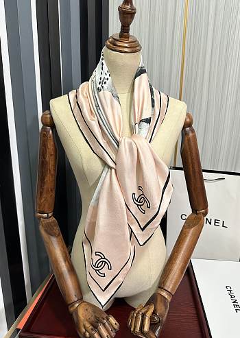 Chanel Pink Silk Scarf 90 x 90 cm