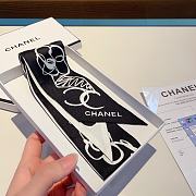Chanel Black/White White Silk CC Twilly Scarf 5x120 cm - 3