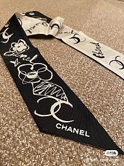 Chanel Black/White White Silk CC Twilly Scarf 5x120 cm - 2