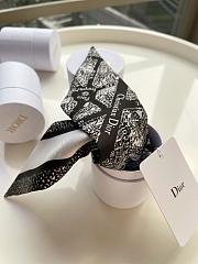 Dior Plan De Paris Mitzah Scarf Black and White Silk Twill 6x100 cm - 4