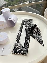 Dior Plan De Paris Mitzah Scarf Black and White Silk Twill 6x100 cm - 3