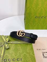 Gucci Leather Belt with Shiny Gold Double G Buckle 2.0 cm - 1