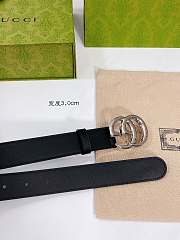 Gucci Leather Belt with Shiny Silver Double G Buckle 3.0 cm - 5