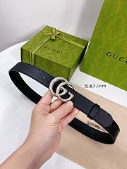 Gucci Leather Belt with Shiny Silver Double G Buckle 3.0 cm - 4