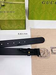 Gucci Leather Belt with Shiny Silver Double G Buckle 3.0 cm - 3