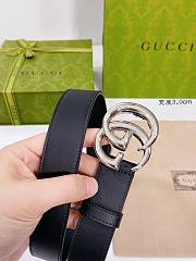 Gucci Leather Belt with Shiny Silver Double G Buckle 3.0 cm - 2